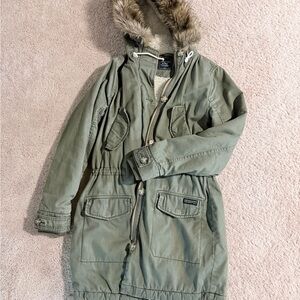 Abercrombie & Fitch Olive Jacket with White Lining